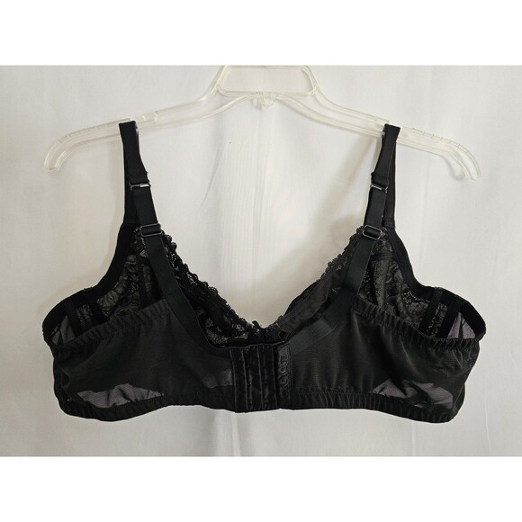 Cacique Women’s Black Lace Unlined Full Coverage Bra Size 48C Adjustable Straps - Picture 1 of 7